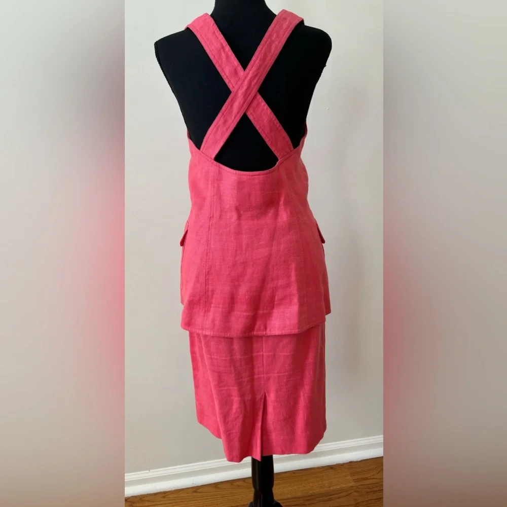 Scassi Vintage‎ Linen Dress Vest Skirt Set Coral - Size 6